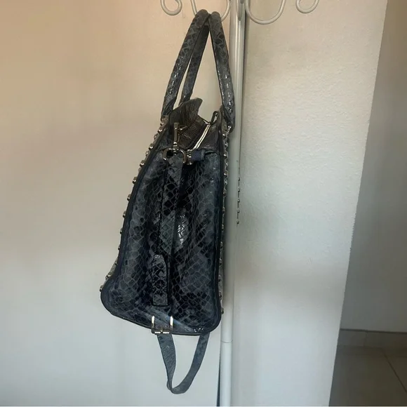 Michael Kors leather Denim Snake Print Tote - Picture 4 of 9